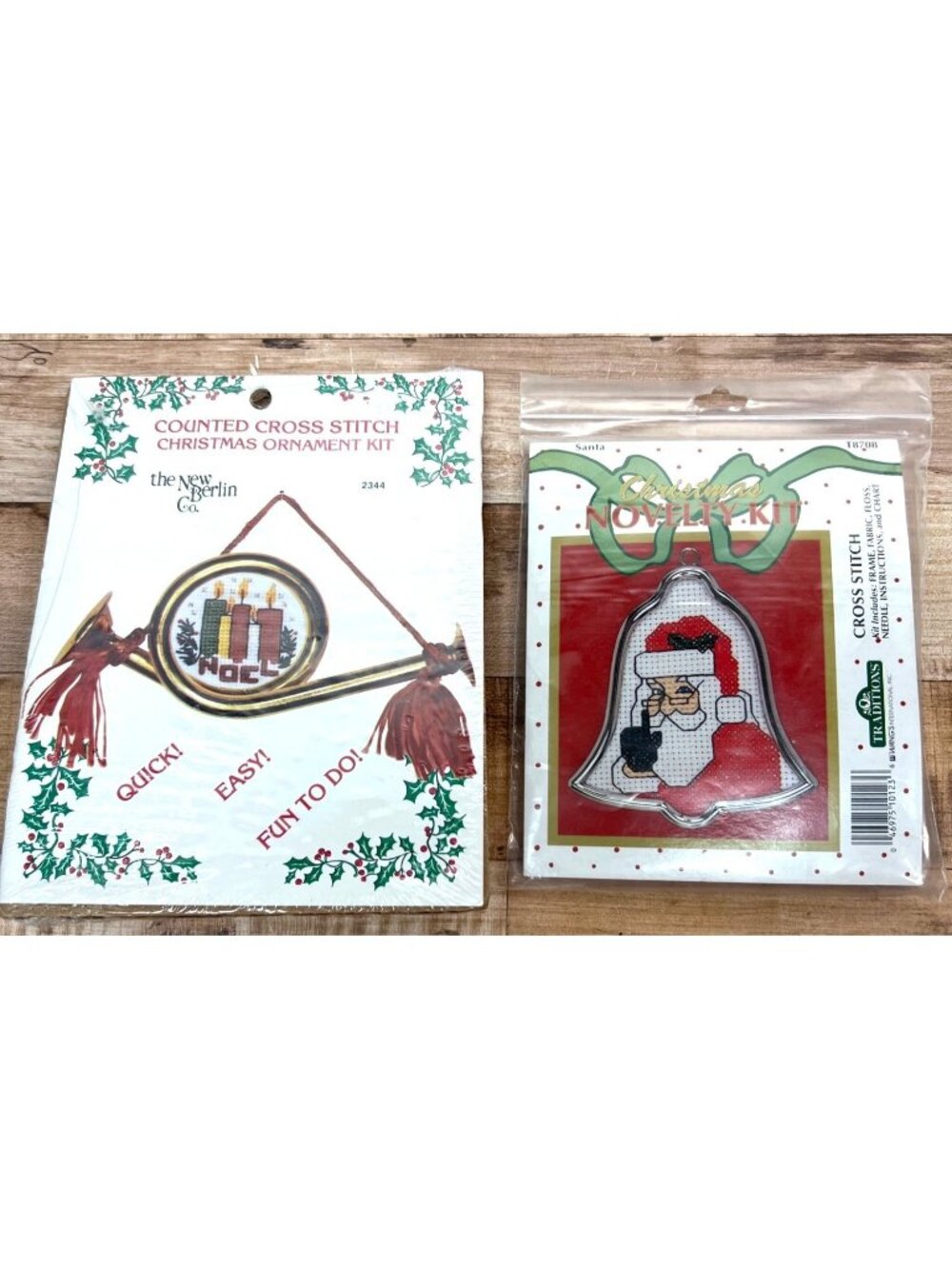 Counted Cross Stitch Christmas Ornament Kit Set - Santa & Noel Designs